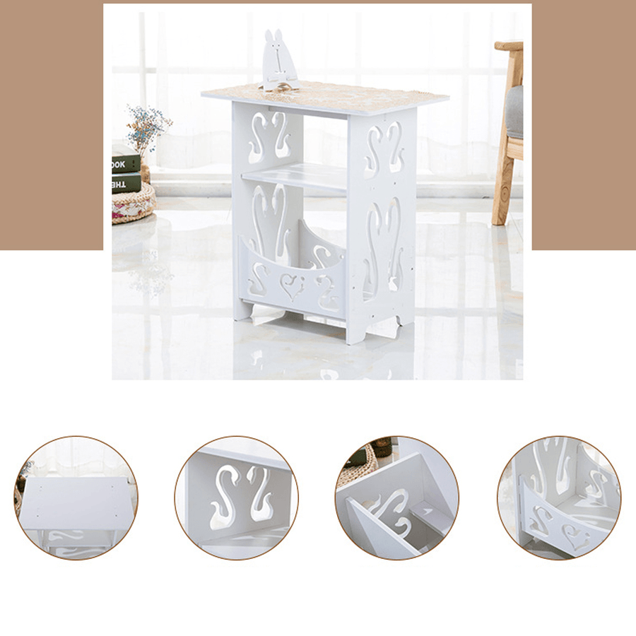 European Style Bedside Table Bedroom Simple Carved with Lock Lacquer Complete Bedside Cabinet Northern European Decoration - Trendha
