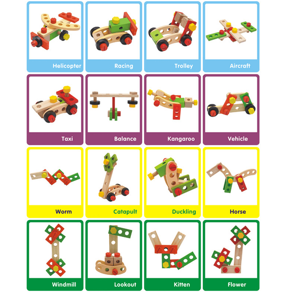 Wooden Simulation DIY Multi-Shaped Nut Combo Set Boy Repair Kit Early Childhood Education Puzzle Toy - Trendha