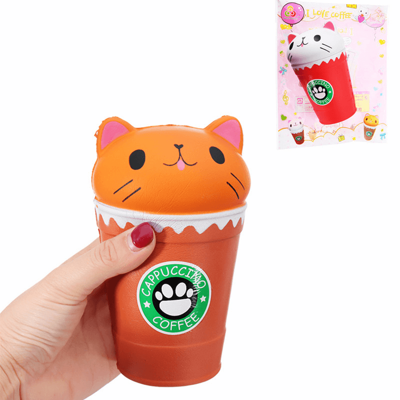Sunny Squishy Cat Coffee Cup 13.5*8.5CM Slow Rising Soft Animal Toy Gift with Packing - Trendha