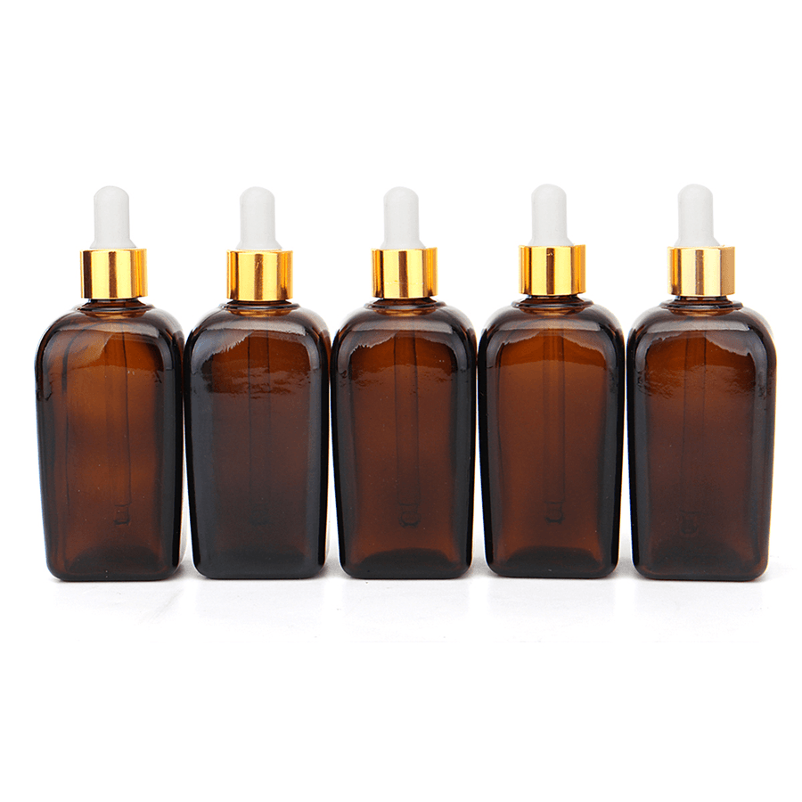 5Pcs Amber Glass Liquid Pipette Perfume Bottles Essential Oil Toner Bottle Reusable Bottle - Trendha
