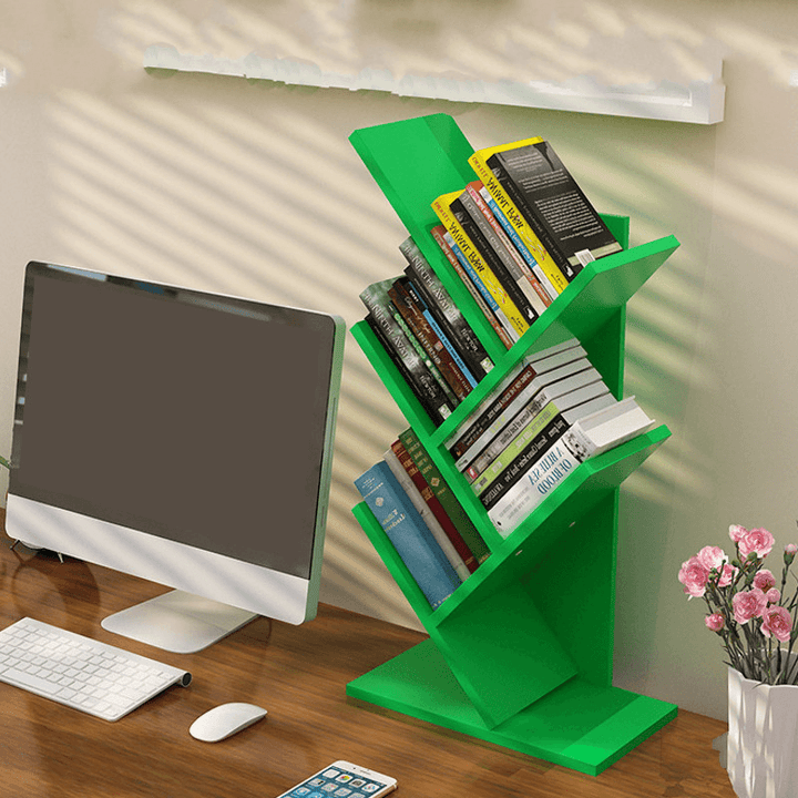 Tree-Shaped Small Bookshelf Multi-Layer Wooden Storage Rack Standing Shelf Household Desktop Bookcase Simple Children'S Room Decor - Trendha
