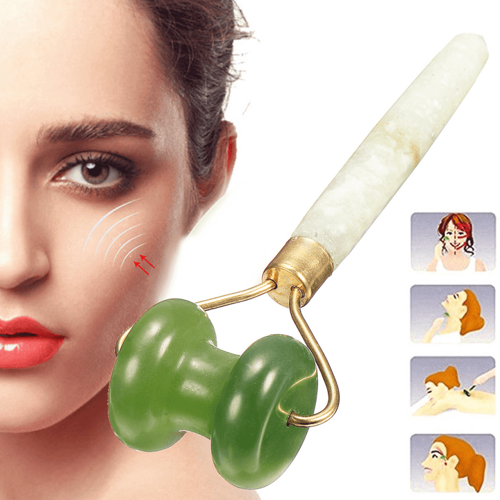 Beauty Green Natural Healthy Body Head Neck Foot Jade Massage Roller Facial Massager - Trendha