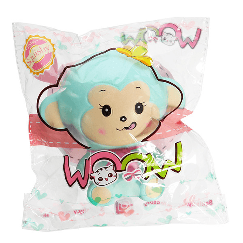 Woow Squishy Monkey Slow Rising 12Cm with Original Packaging Blue and Pink - Trendha