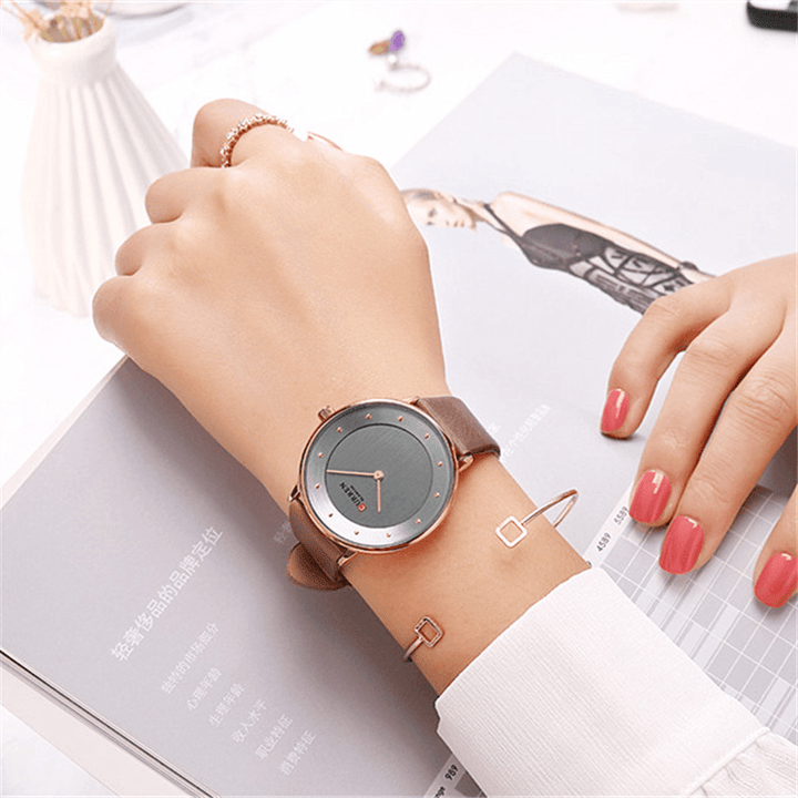 CURREN 9033 Ultra Thin Dial Case Casual Style Quartz Watch Leather Band Business Women Watch - Trendha