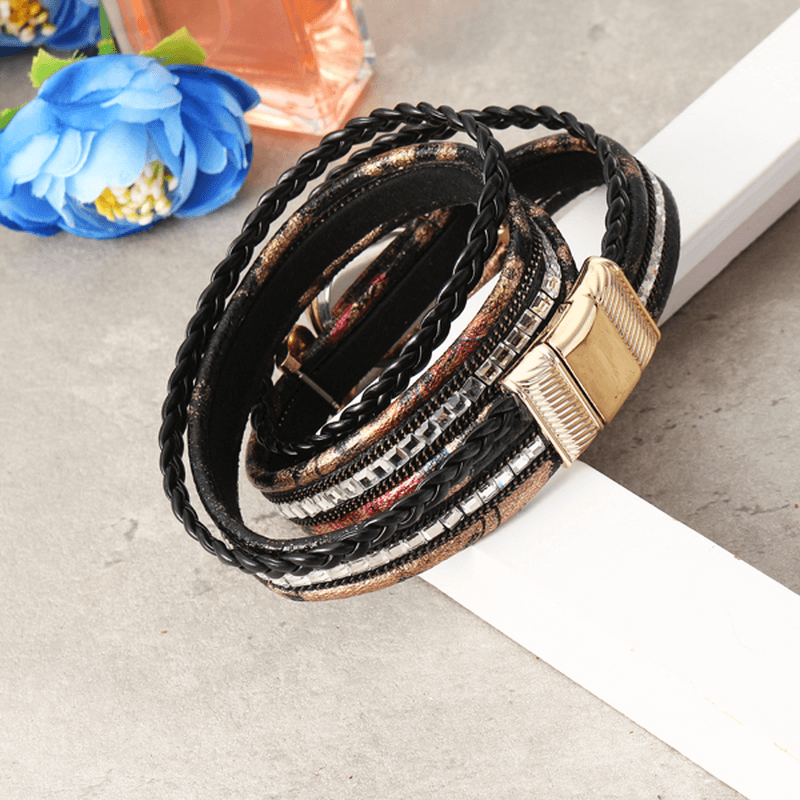 DUOYA Women Leather Band Winding Analog Laides Dress Bracelet Quartz Watch - Trendha