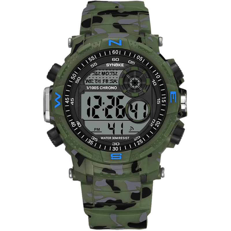 SYNOKE 9033 Sport Men Watch Waterproof Luminous Date Week Display Camouflage Outdoor Digital Watch - Trendha