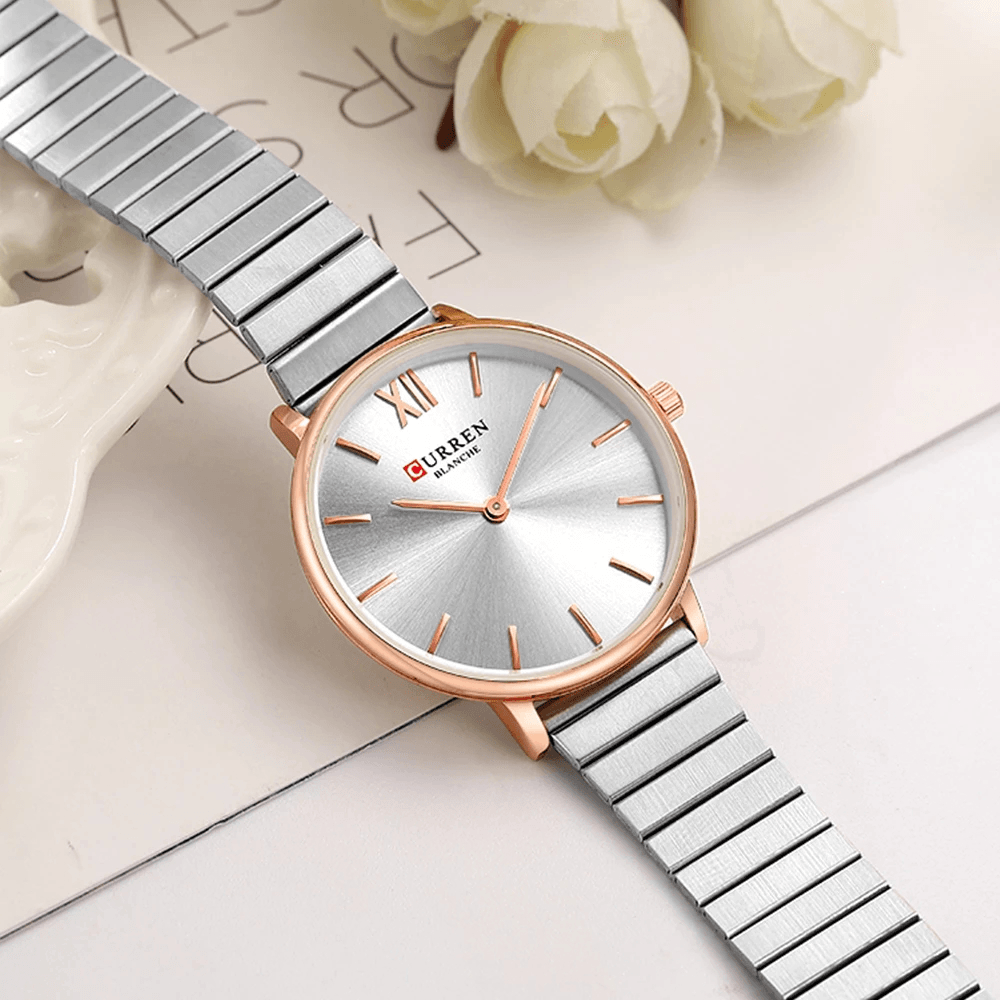 CURREN 9040 Fashionable Casual Style Ladies Wrist Watch Full Steel Band Ultra Thin Quartz Watches - Trendha