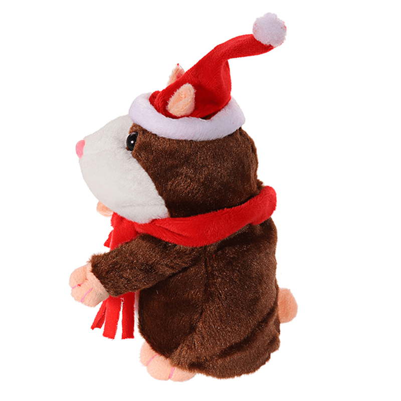 18CM Lovely Talking Hamster Christmas Plush Toy Speak Talking Sound Record Hamster Talking Toys - Trendha