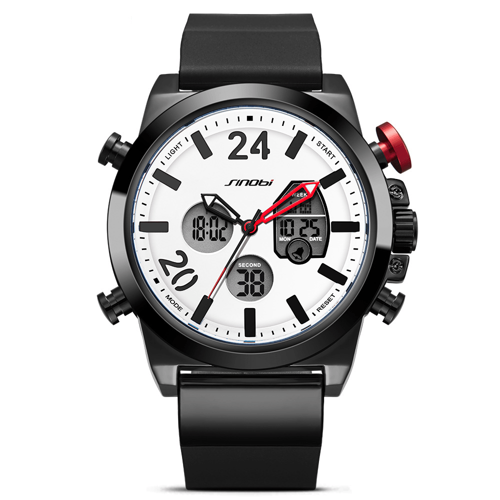 SINOBI 9732 Dual Display Digital Watch Men Chronograph Alarm Luminous Display Fashion Sport Watch - Trendha