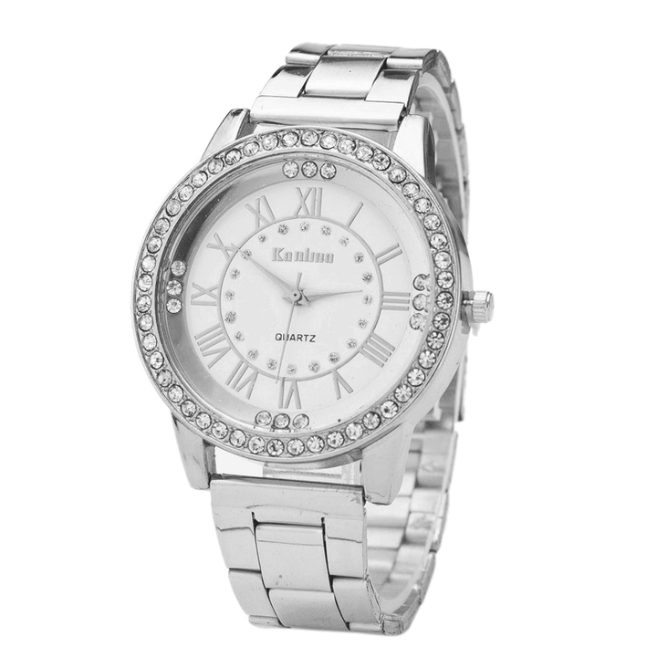 Fashionable Diamonds Ladies Wrist Watch Stainless Steel Strap Quartz Watches - Trendha