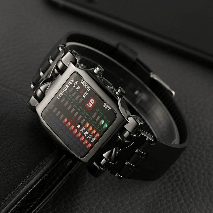 Fashion Square Style Cool Men Watch LED Time Date Week Display Colorful Light Digital Watch - Trendha