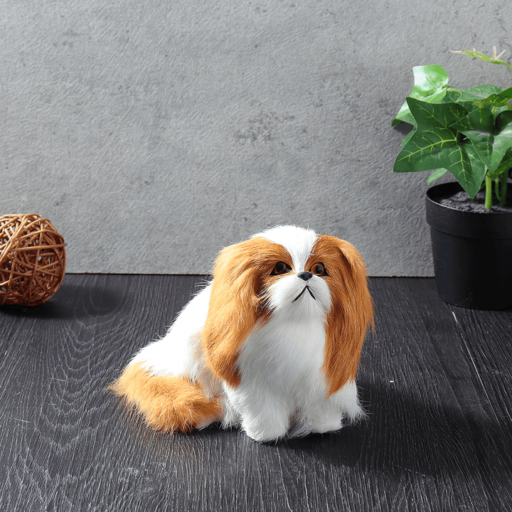 Cute Puppy Lifelike Simulation Dog Stuffed Plush Toy Realistic Home Desk Decoration - Trendha