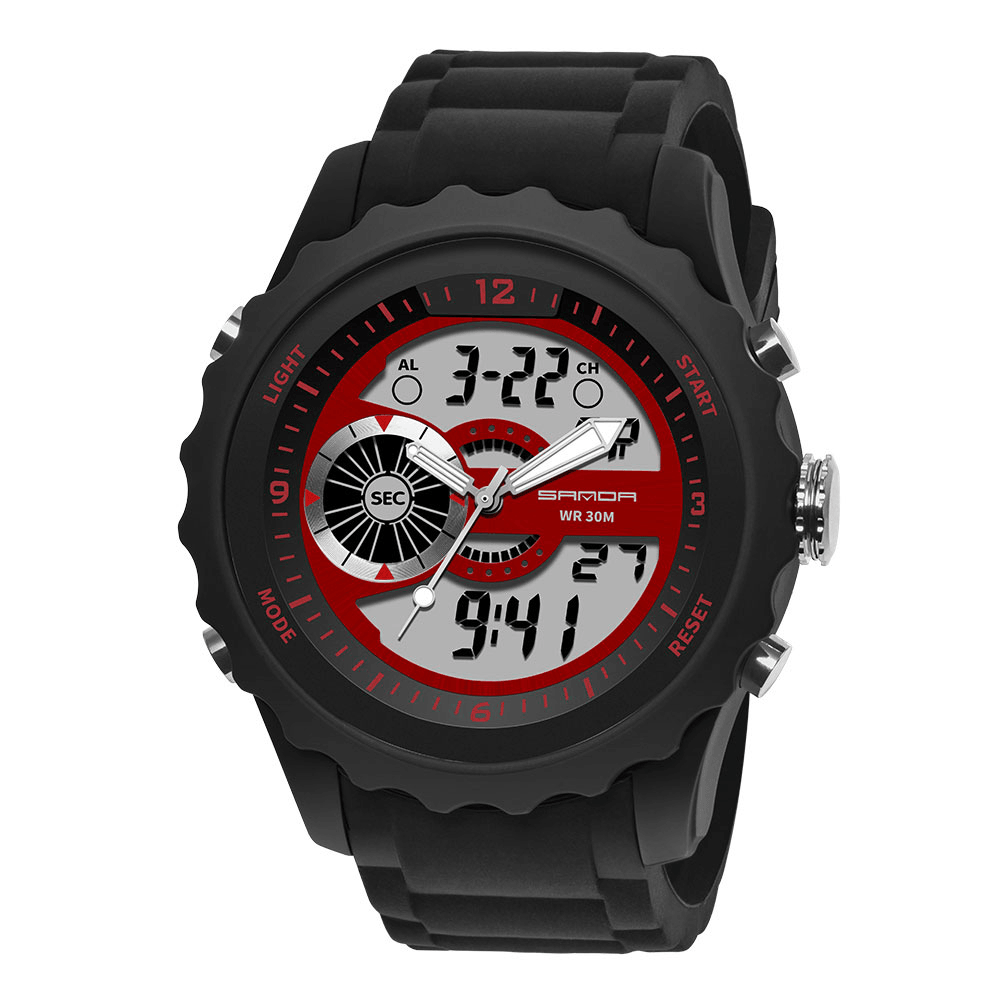 SANDA 769 Dual Digital Digital Watch Men PU Stopwatch Luminous Display Calendar Outdoor Sport Watch - Trendha