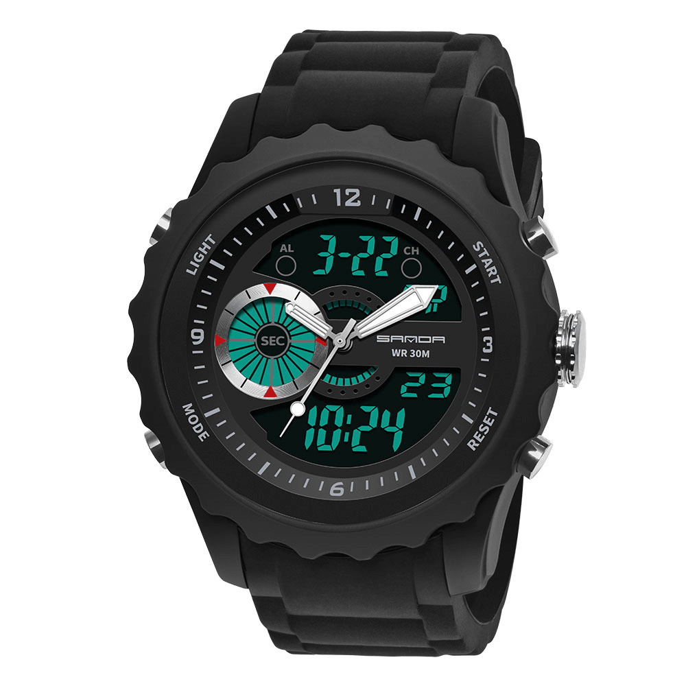 SANDA 769 Dual Digital Digital Watch Men PU Stopwatch Luminous Display Calendar Outdoor Sport Watch - Trendha