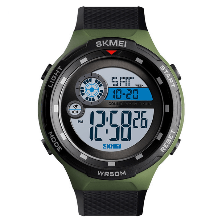 SKMEI 1465 50M Waterproof Countdown Outdoor EL Light Sports Men Digital Watch - Trendha