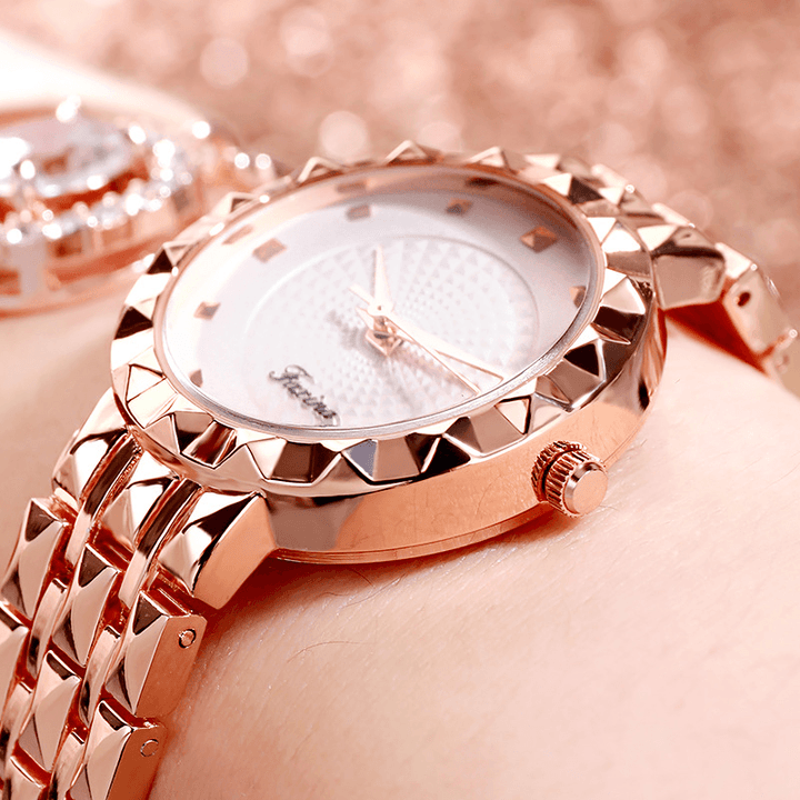 Deffrun Full Steel Case Casual Style Women Wrist Watch Clock Quartz Watches - Trendha