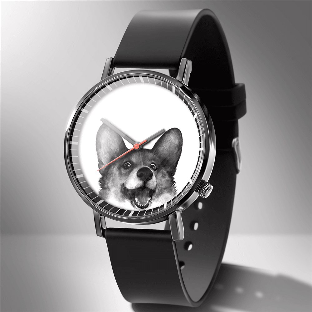 Fashion Quartz Watch Animal Print Men Business Watch Cute Black-White Dogs Cats Pattern Women Quartz Watch - Trendha