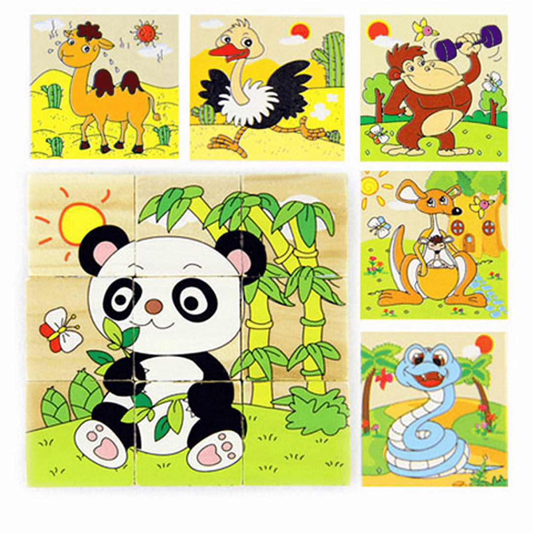 Children Cartoon Puzzle Blocks Colorful Educational Wooden Kids Toys - Trendha