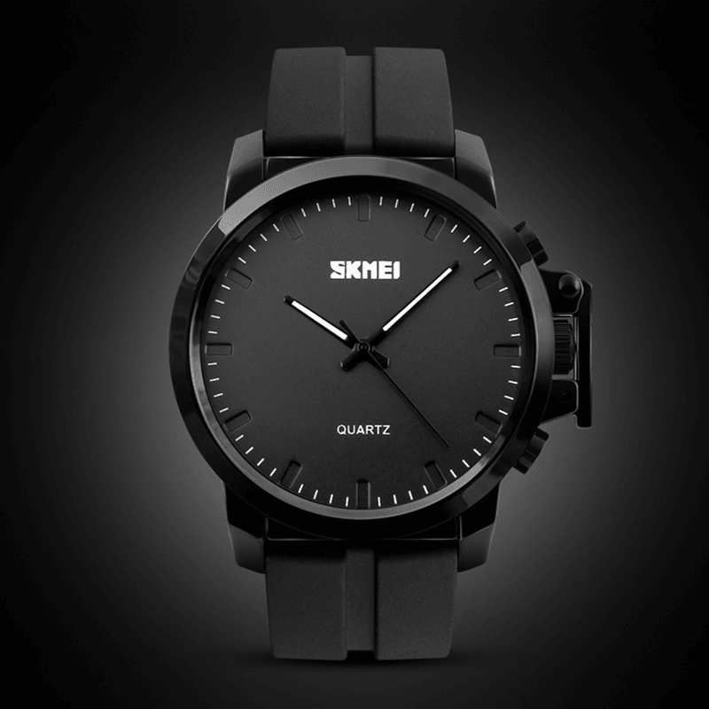 SKMEI 1208 Business Style Simple Large Dial Men Waterproof Silicone Strap Quartz Watch - Trendha