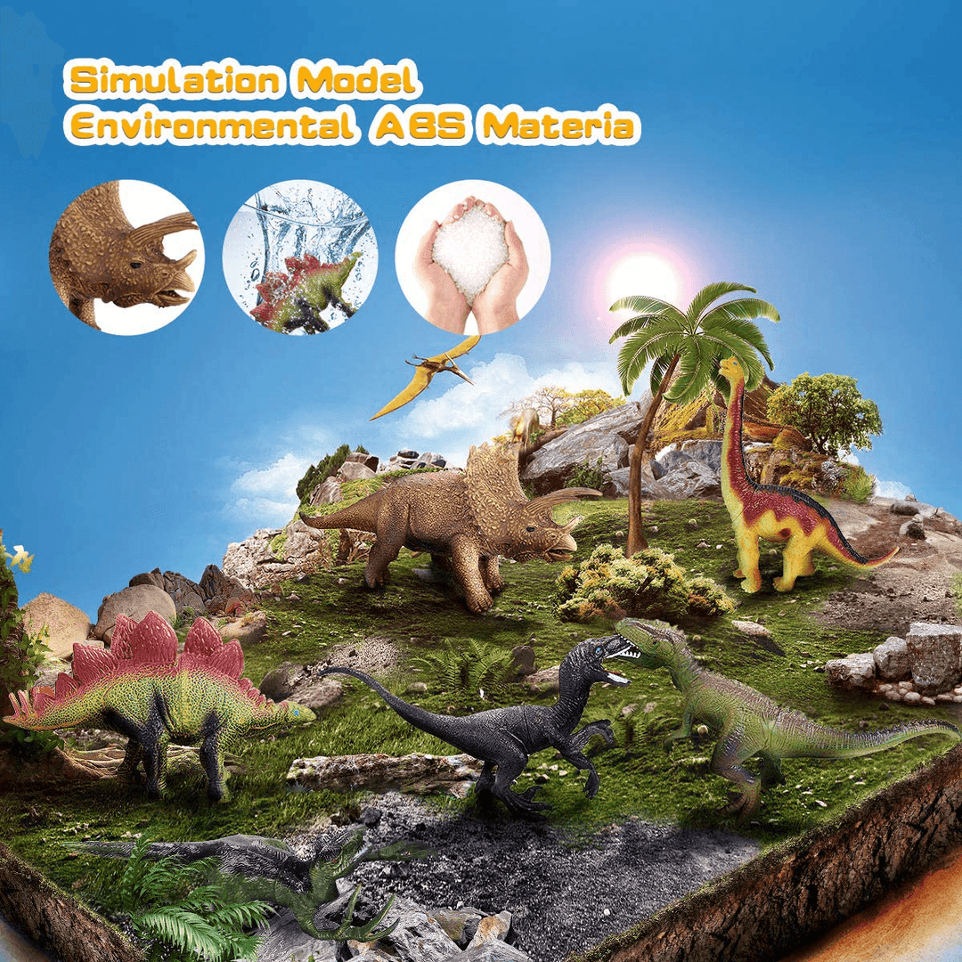 Dinosaur Toys Dinosaur Figures with Activity World Play Mat & Trees, Educational Realistic Dinosaur Playset to Create a Dino World Including Triceratops, Velociraptor, for Kids, Boys & Girls - Trendha