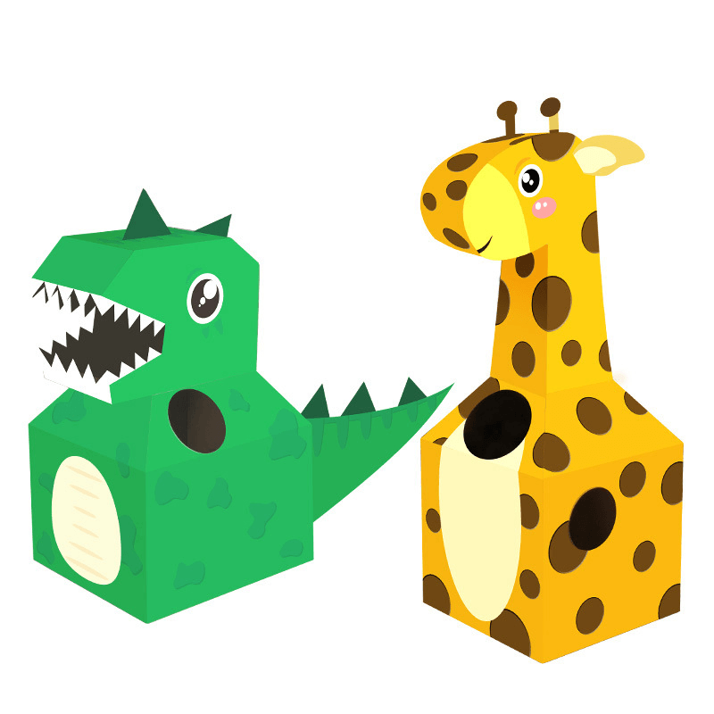 Animal Cardboard Wearable Carton Toys Giraffe Dinosaur Children'S Handmade DIY Model Novelties Toys - Trendha