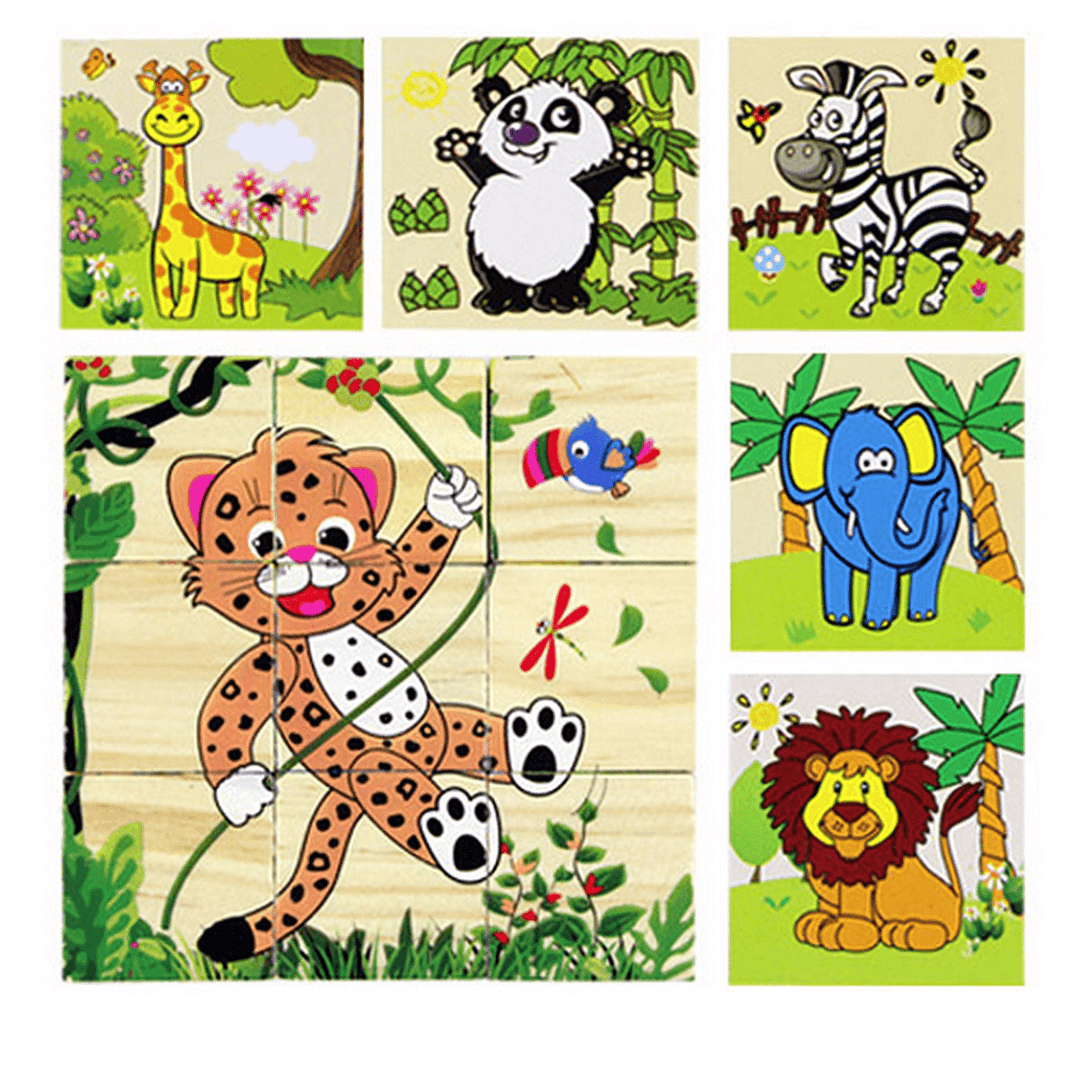 Children Cartoon Puzzle Blocks Colorful Educational Wooden Kids Toys - Trendha