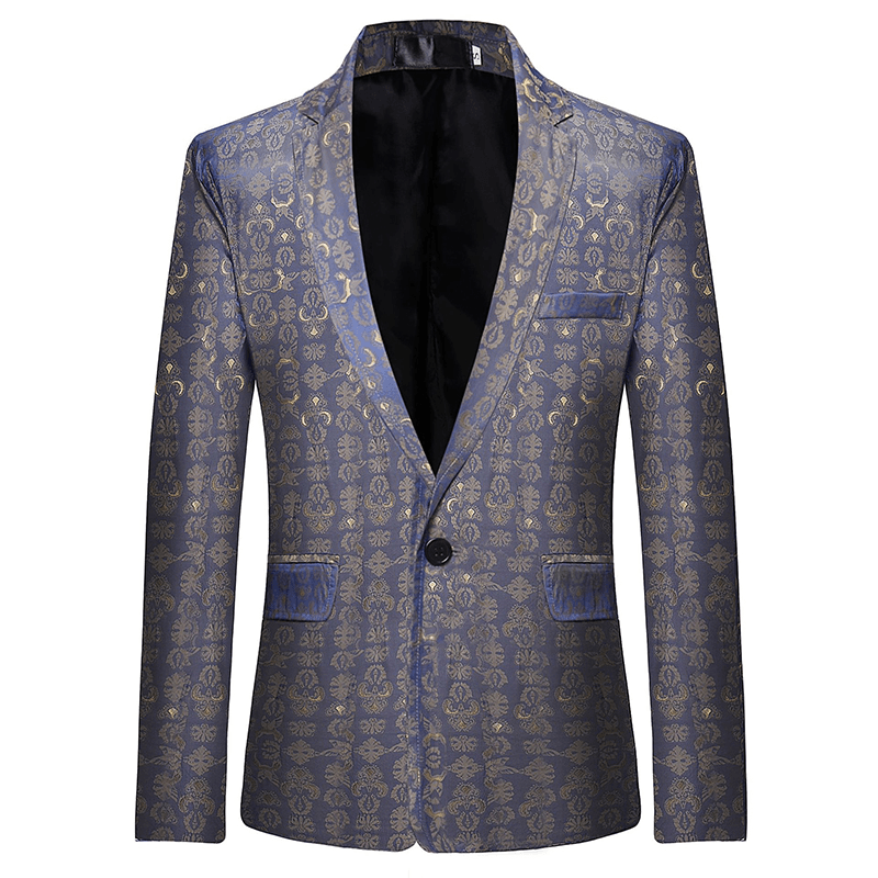 Mens Business Casual Print Pockets Single Breasted Design Slim Young Blazers - Trendha
