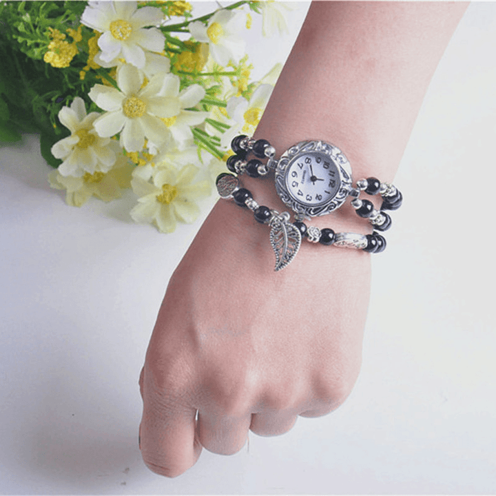National Style Circular Small Dial Women Simple Vintage Bracelet Watch Quartz Watch - Trendha
