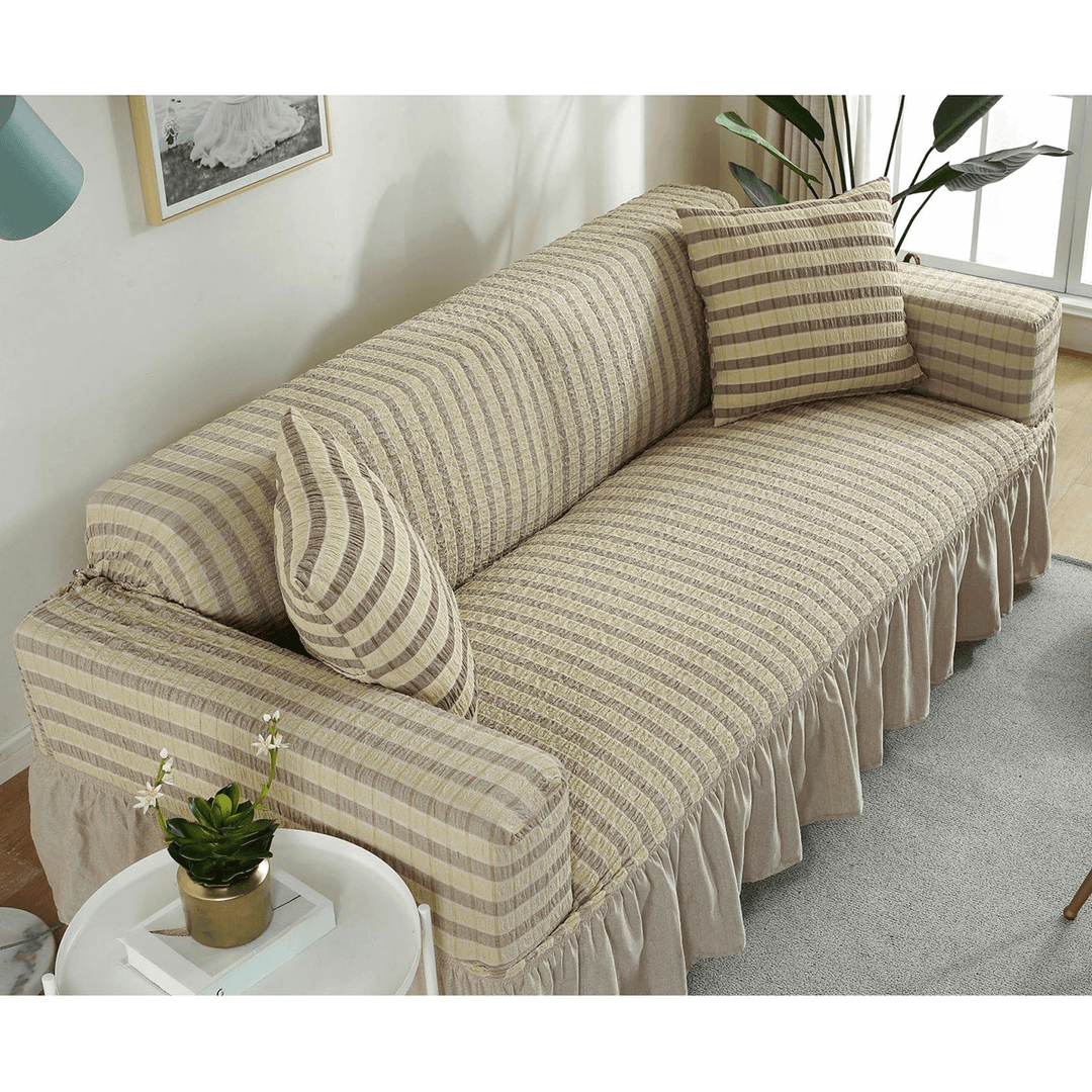 1/2/3/4 Seaters Spandex Elastic Stretch Sofa Armchair Cover Living Room Couch with Skirt - Trendha