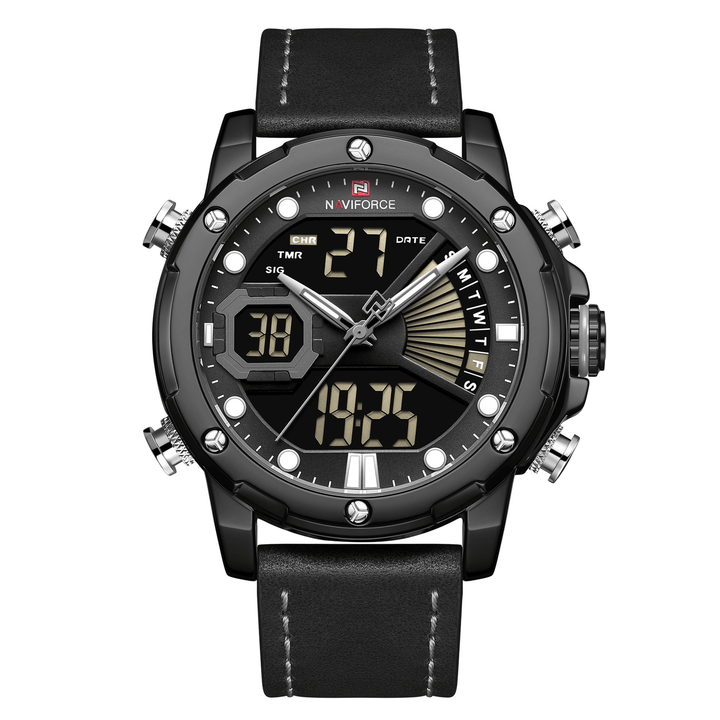 NAVIFORCE 9172 Calendar Luminous Display Quartz Watch Genuine Leather Strap Men Watch - Trendha