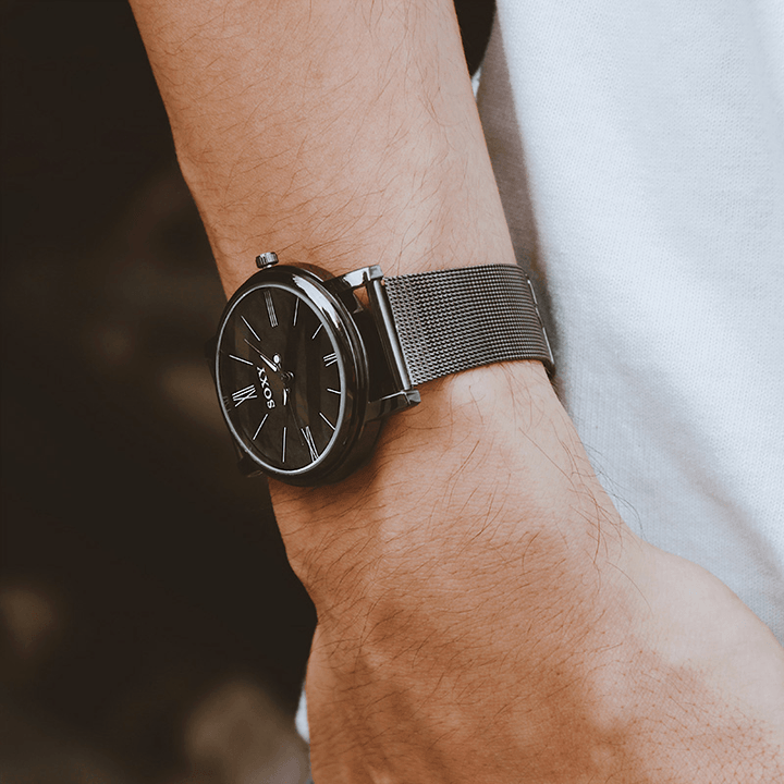 SOXY 0160 Casual Style Men Wrist Watch Stainless Steel Needle Buckle Quartz Watch - Trendha