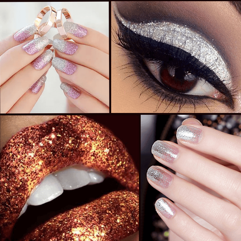 16 Colors Eye Shadow Pigment Glitter Powder Spangle Set Nail Art Decoration DIY Bling Party Shimmer Makeup - Trendha