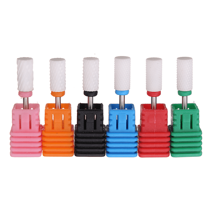 6Pcs 3/32" Electric White Ceramic Nail Drill Bit Set Kit Manicure Machine Tool Smooth File Polish - Trendha