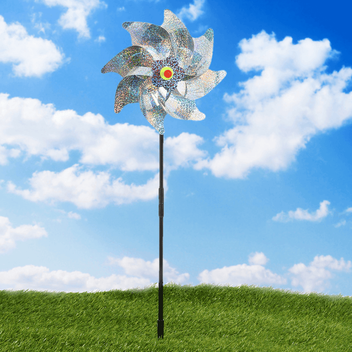 8 Sheets Bird Repeller Windmill Sparkly Silver Pinwheels Bird Deterrent for Garden Party Lawn Decor Kids Toys - Trendha