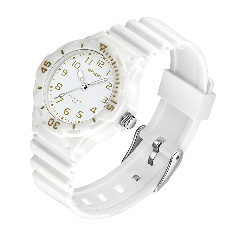 SANDA 6011 Fresh Color Silicone Strap Ultra Light-Weight Women Quartz Watch - Trendha