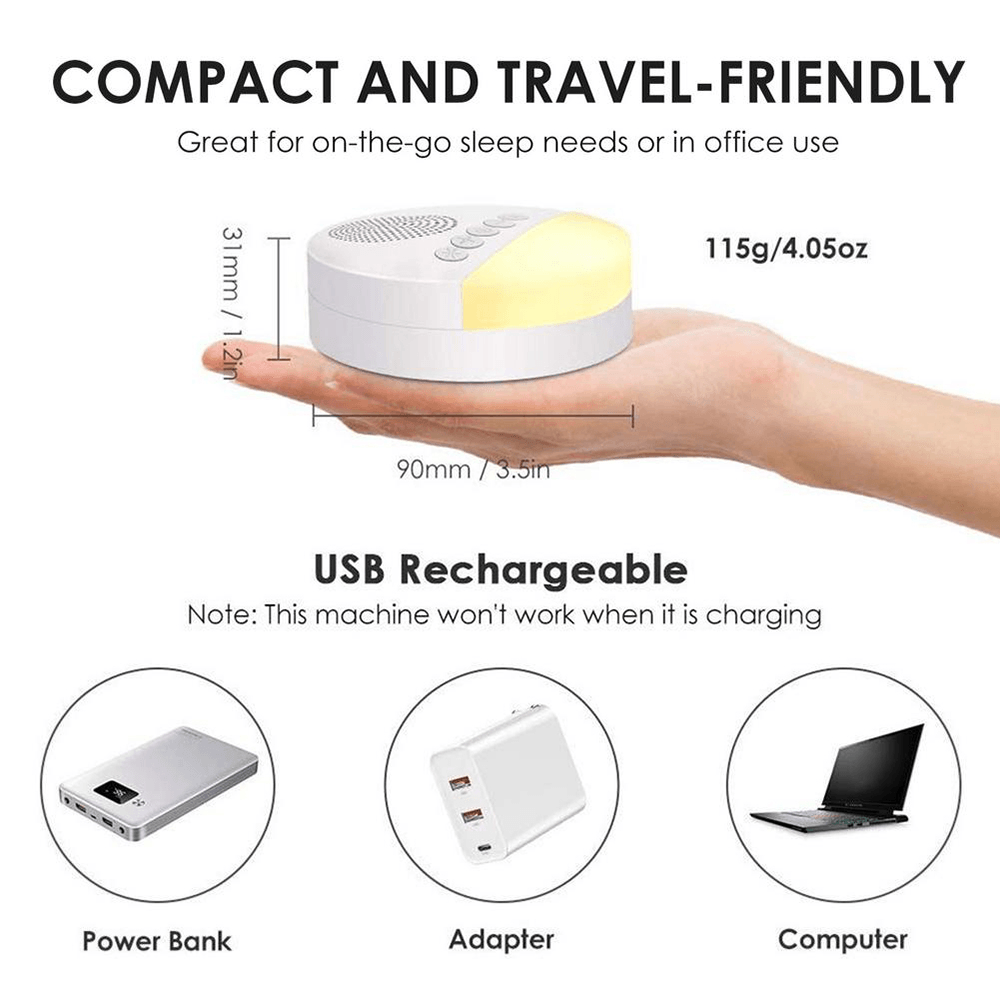 Baby Toy White Noise Machine with Night Light Timer Memory Function for Home Office Baby Travel Portable Sleep Meter Therapy - Trendha