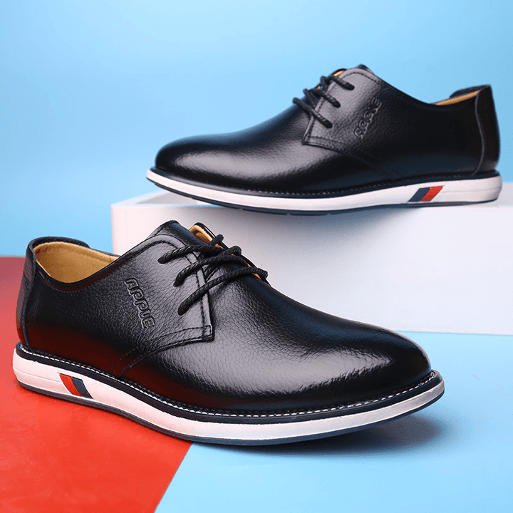 Men Cowhide Leather Breathable Non Slip Comforty Classical Casual Business Shoes - Trendha