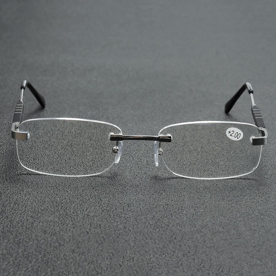Aluminum-Magnesium Alloy Reading Glasses Frameless HD Resin Lenses Presbyopic Glasses - Trendha