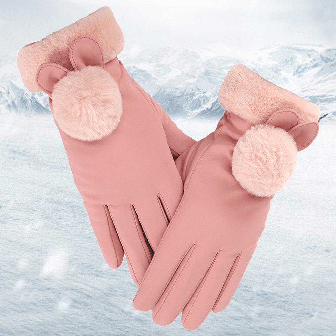 Ladies Winter Gloves Touch Screen Outdoor Sport Driving Waterproof Thermal Warm Gloves - Trendha