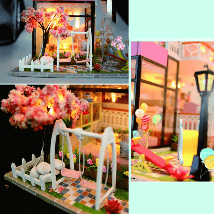 Hongda DIY Cabin Hand-Assembled Doll House with LED Light Home Decor Model Toys - Trendha