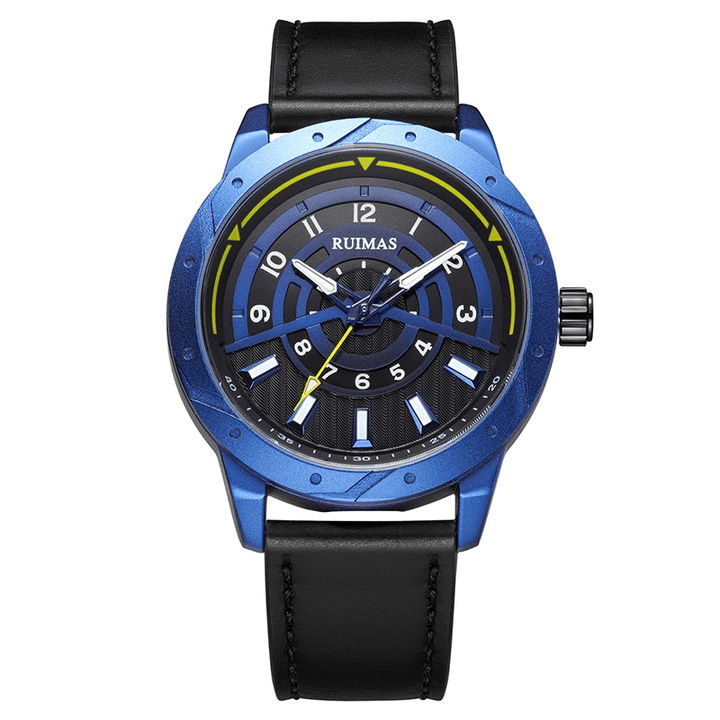 RUIMAS 594 Fashion Men Watch 3ATM Waterproof Genuine Leather Strap Casual Quartz Watch - Trendha