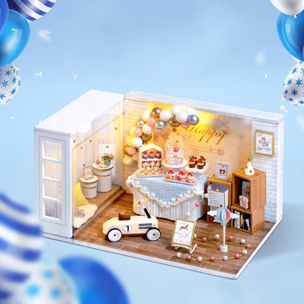 CUTE ROOM Camp Party Theme DIY Assembled Cute Doll House with Cover & Light - Trendha