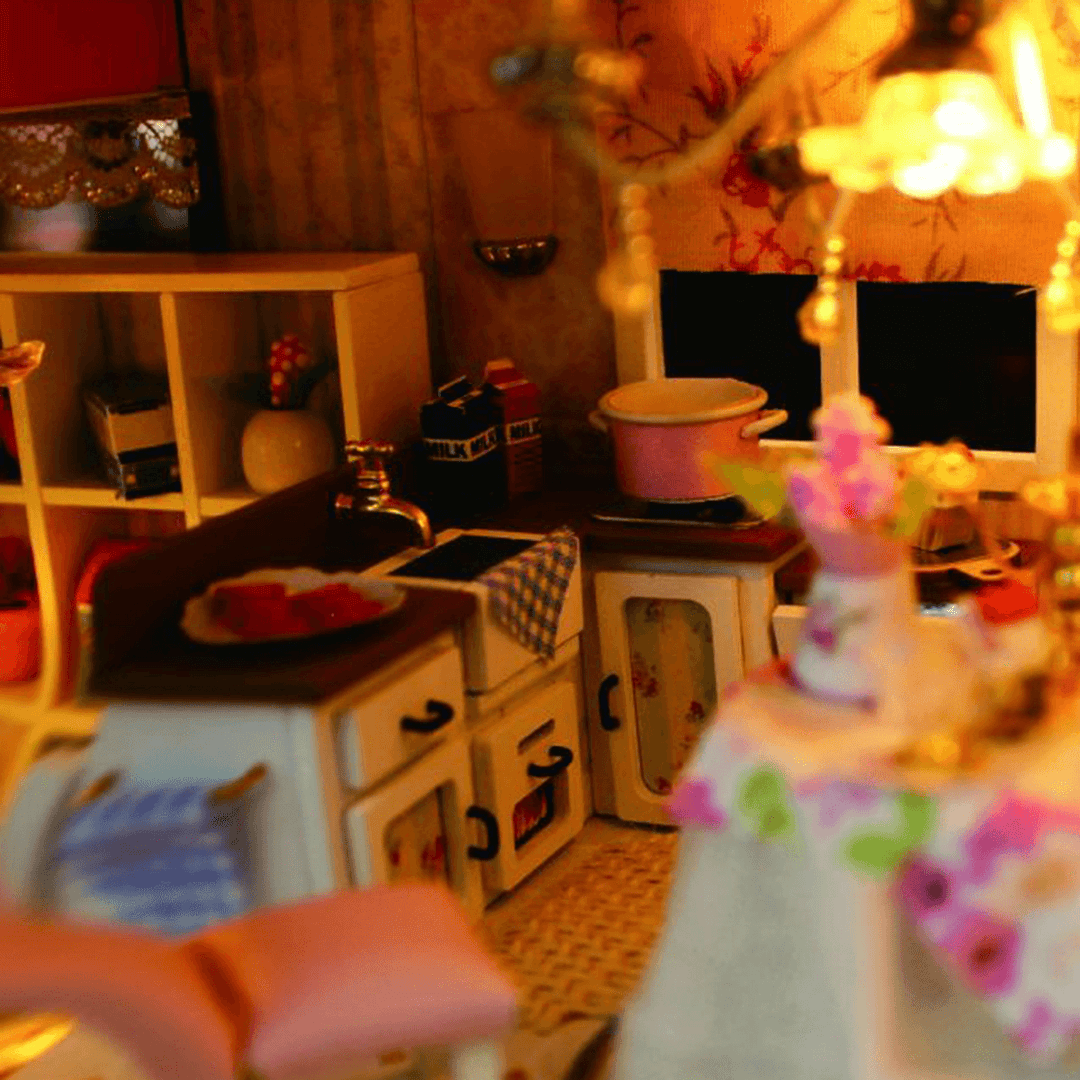 Hongda DIY Cabin Hand-Assembled Doll House with LED Light Home Decor Model Toys - Trendha