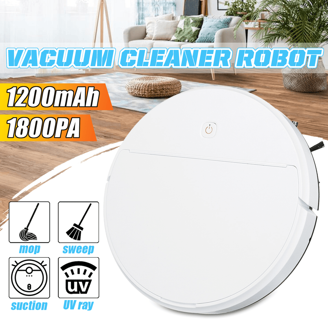 4 in 1 Automatic Smart Robot Vacuum Cleaner 1800Pa Cleaning Dry & Wet Floor Mop Sweeping USB Rechargeable - Trendha