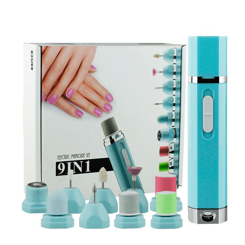 9 in 1 Electric Manicure and Pedicure Set, Electric Nail File Sharper Trimmer Manicure Drill Cuticle Nail Art Set - Trendha