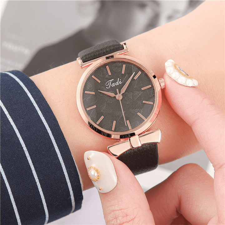 Fashion Casual Elegant Women Watches Leather Band Dial Rose Gold Wrist Alloy Case Quartz Watch - Trendha