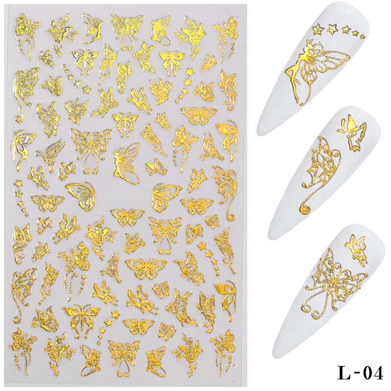 3D Holographic Nail Art Stickers Colorful DIY Butterfly Nail Transfer Decals - Trendha