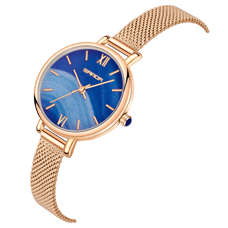 SANDA 1055 Full Steel Strap Crace and Ease Starry Sky Fashion Dial Leather Strap Women Watch Quartz Watch - Trendha
