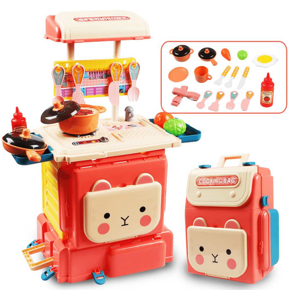 Simulation Lovely Deformation Dual Mode Switching School Bag Kitchen Cooking Model Set Play House Magic Bag Puzzle Toy for Kids Gift - Trendha