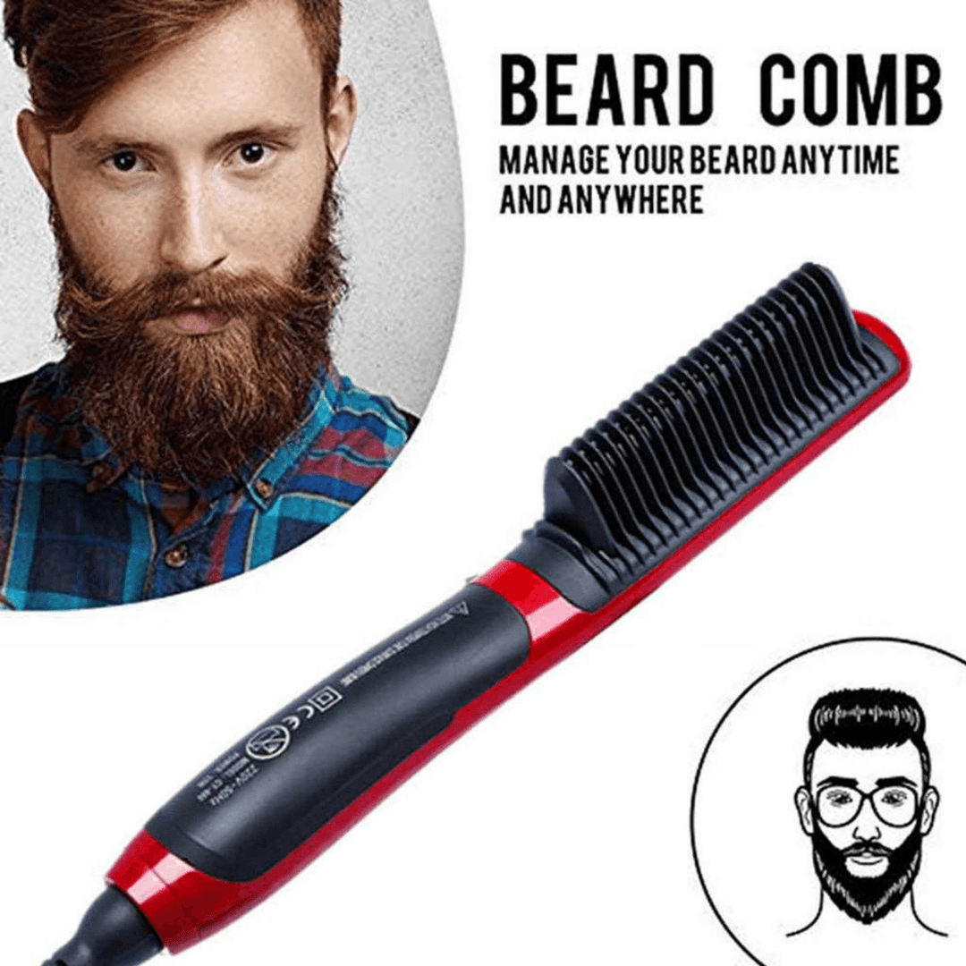 Quick Heated Beard Straightener Brush Multifunctional Hair Comb Curling Show - Trendha